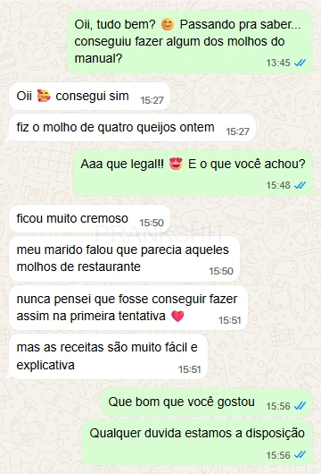 Depoimento de aluna 3 sobre o Manual de Molhos Artesanais